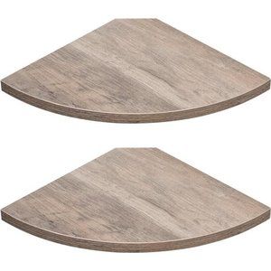 Corner Floating Shelves, Set of 2 Wood Wall Storage Display Shelves, Greige